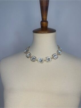 Silver-Tone Clear Crystal Choker Necklace